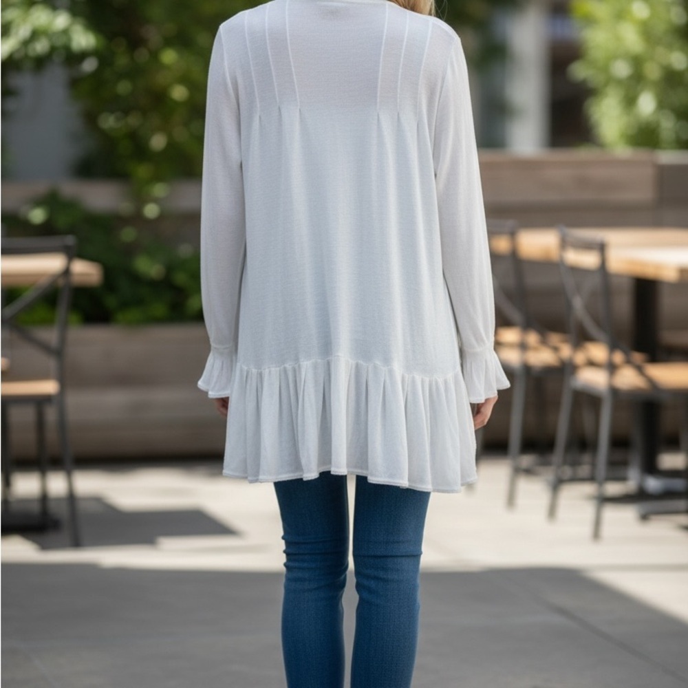 Free People White Ruffle Hem Tunic - Picture 3 of 6